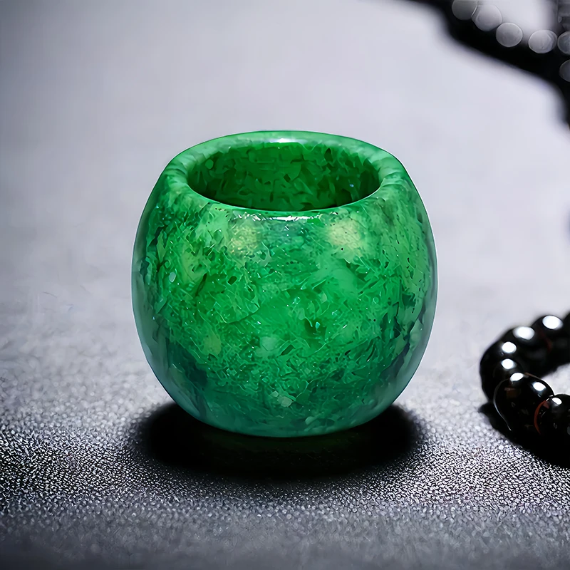Women Fashion Rings - 22mm grüne echte Jade Ringe für