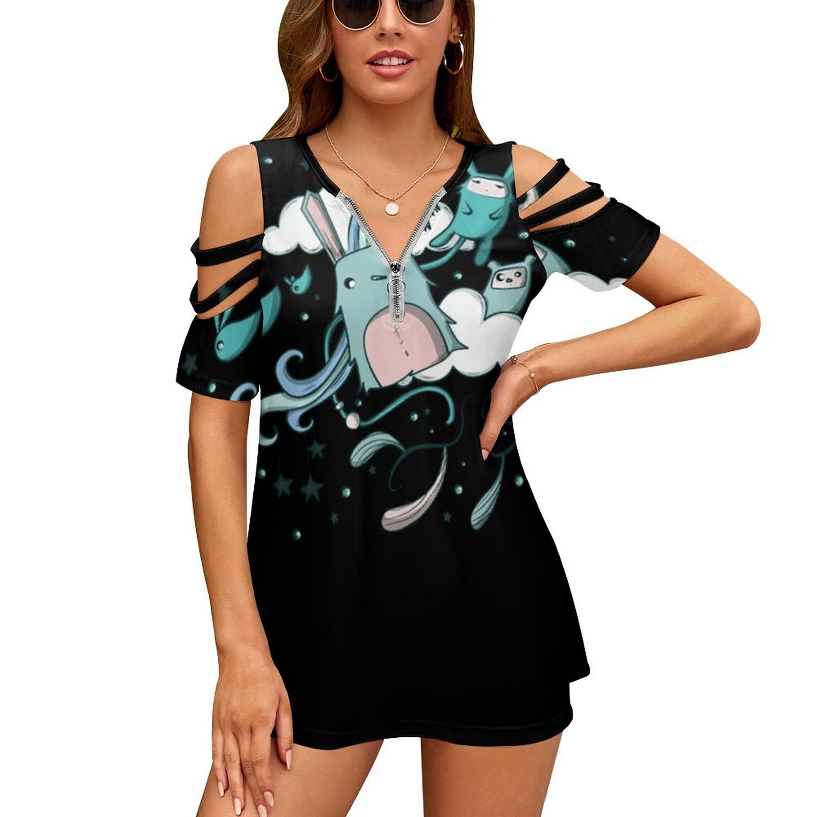 Women Fashion Vector - Little Dreams Damen-T-Shirt mit Reißverschluss, verschiedene
