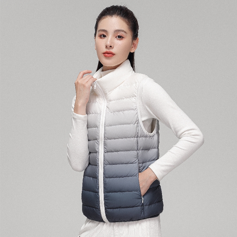 Puffer Vest Fashion Women - Frauen Mode Gradienten Ultra Licht Unten