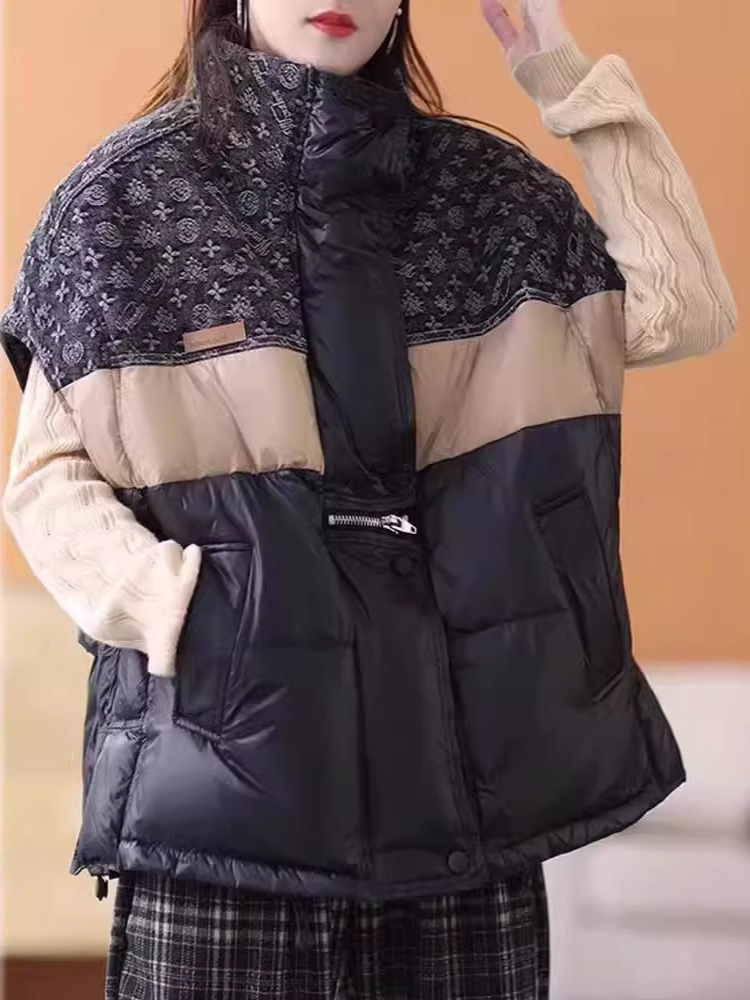 Puffer Vest Fashion Women - Mode Retro Unten Jacke Weste Winter