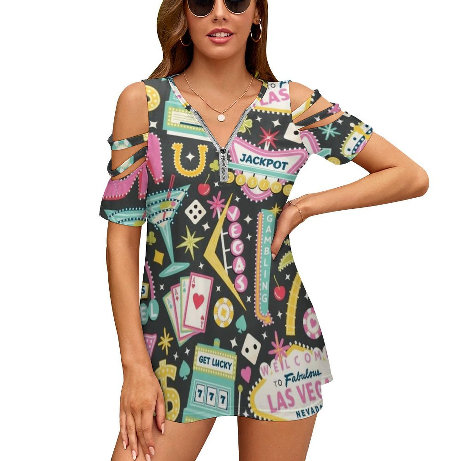 Women Fashion Vector - Viva Las Vegas Damen T-Shirt Sommermode