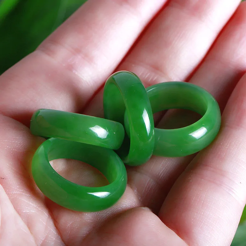 Women Fashion Rings - Natürliche Grün Hetian Jade Ring Chinesischen