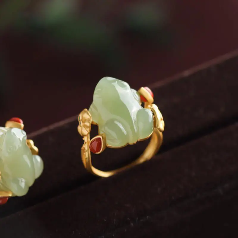 Grüne Jade Frosch Ringe Charms – Women Fashion Rings Bewertung und Preis