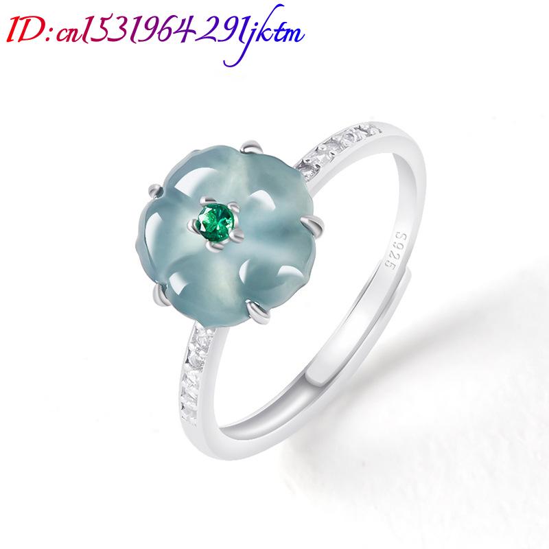 Blaue Burmesische Jadeit-Blume – Women Fashion Rings Bewertung und Preis