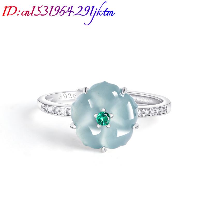 Blaue Burmesische Jadeit-Blume – Women Fashion Rings Bewertung und Preis