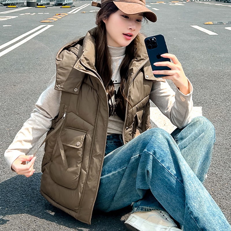 2025, große Tasche, lose Kapuz – Puffer Vest Fashion Women Bewertung und Preis